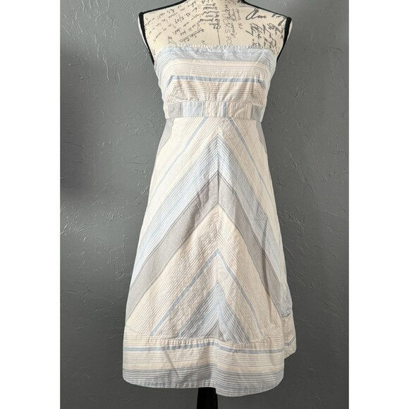 GAP  Striped Lined Boho Coastal Strapless Midi Dress  6 Y2K Summer  Elegance - Picture 2 of 9